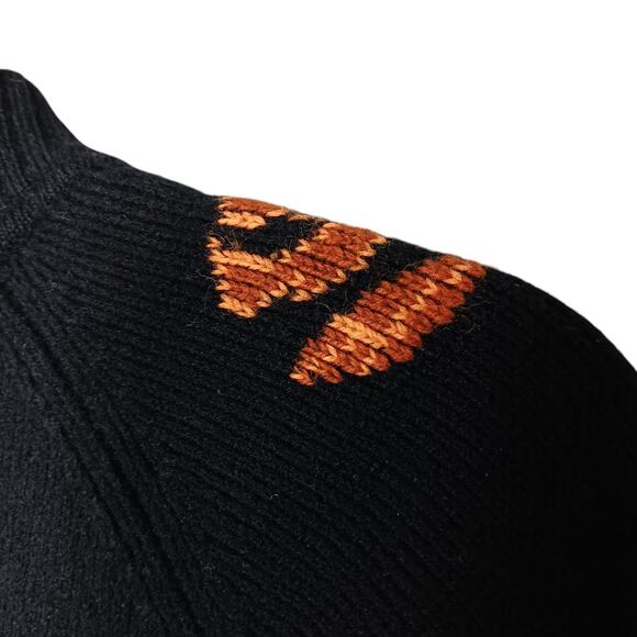 Vintage Cift Geyik Wool Sweater Size Small 100% Virgin Wool Black and Orange - Picture 7 of 8